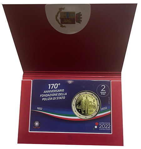 Carte de 2 € 170 ans de la Fondation de la Police Italienne 2022 FDC COINCARD